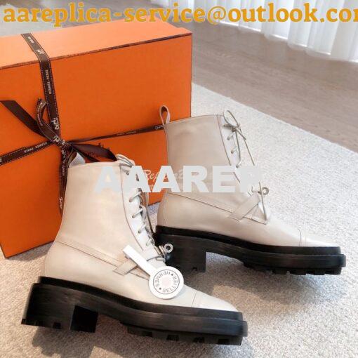 Replica Hermes Funk Ankle Boot in Glazed Calfskin H222070Z Beige Glais 8