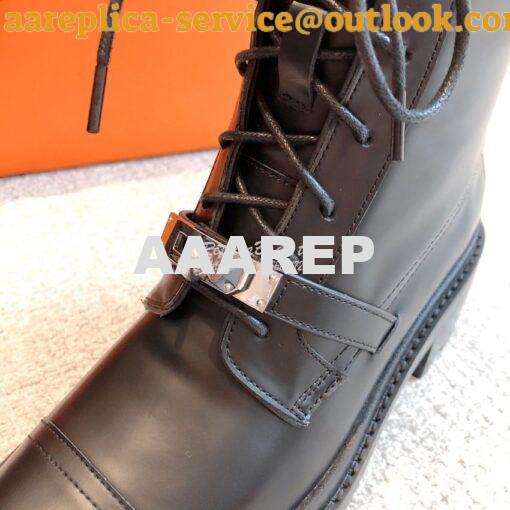 Replica Hermes Funk Ankle Boot in Glazed Calfskin H222070Z Black 8