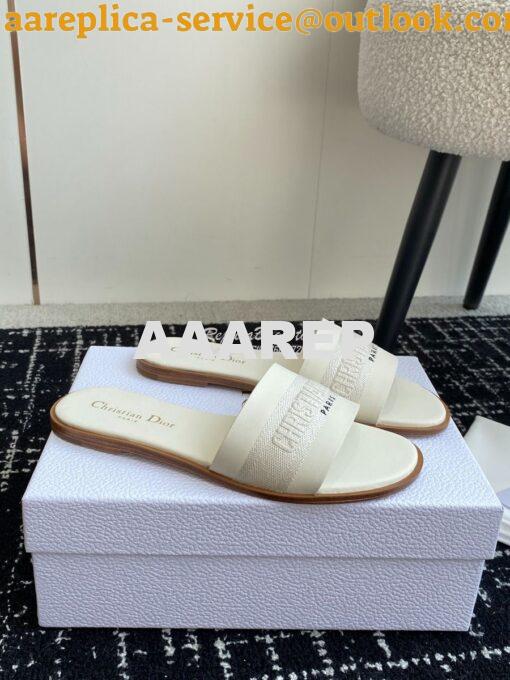 Replica Dior Dway Slide Calfskin and Embroidered Cotton KCQ986 2