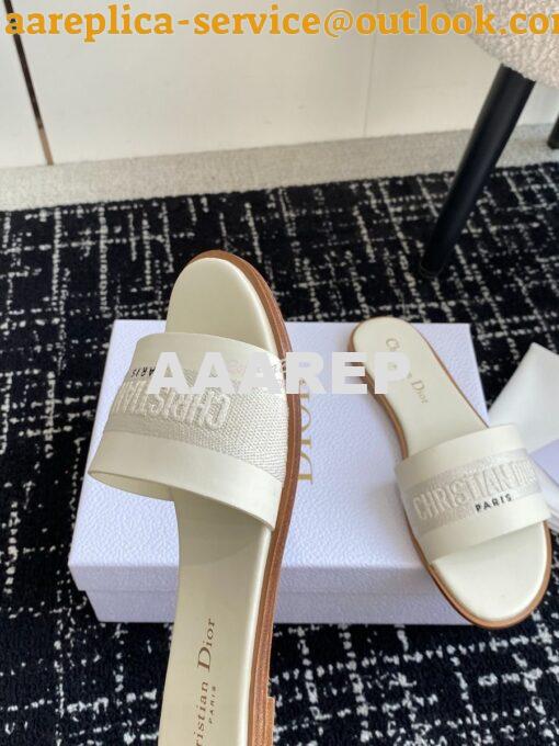 Replica Dior Dway Slide Calfskin and Embroidered Cotton KCQ986 7