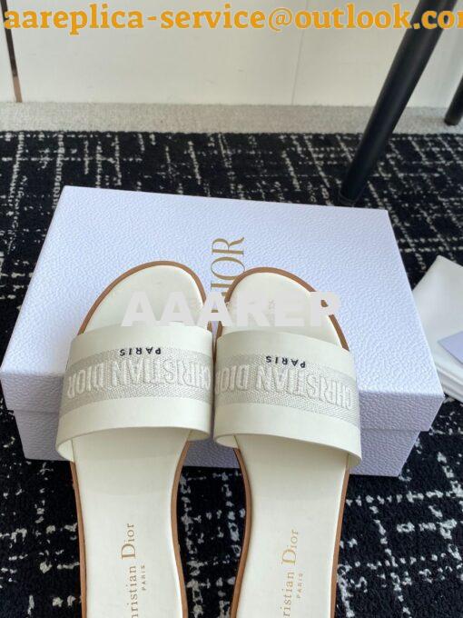 Replica Dior Dway Slide Calfskin and Embroidered Cotton KCQ986 8