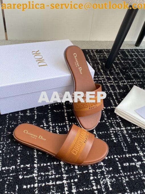 Replica Dior Dway Slide Calfskin and Embroidered Cotton KCQ986 13