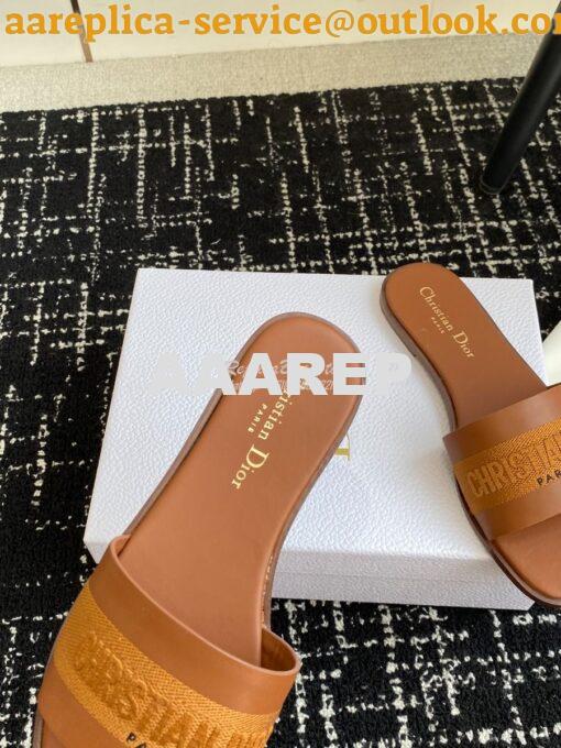 Replica Dior Dway Slide Calfskin and Embroidered Cotton KCQ986 15