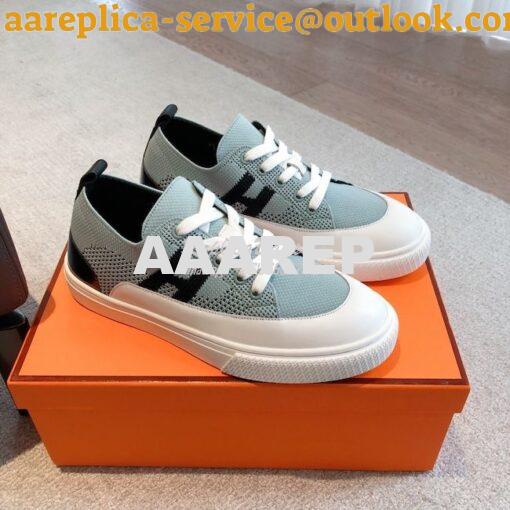 Replica Hermes Men Female Deep Sneaker Knit and Calfskin H231020 5