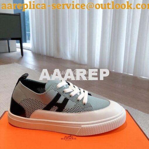 Replica Hermes Men Female Deep Sneaker Knit and Calfskin H231020 6