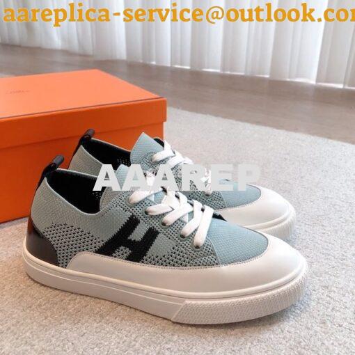 Replica Hermes Men Female Deep Sneaker Knit and Calfskin H231020 7