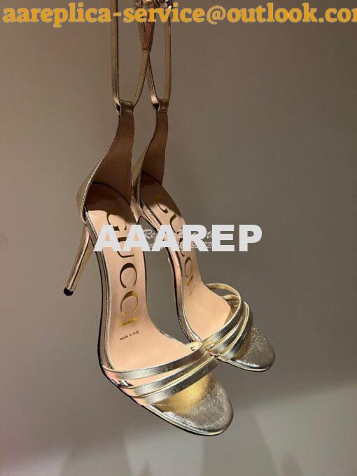 Replica Gucci Heeled Metallic Sandal 551213