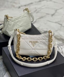 Replica Prada System nappa leather patchwork bag 1BC157 White