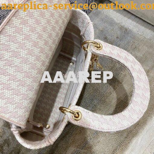 Replica Dior Medium Lady D-Lite Bag Rose Des Vents Houndstooth Embroid 7