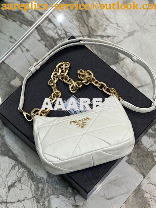 Replica Prada System nappa leather patchwork bag 1BC157 White 4