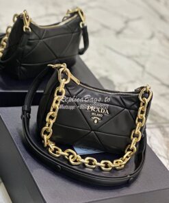 Replica Prada System nappa leather patchwork bag 1BC157 Black