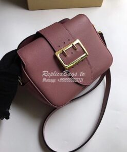 Replica Burberry The Small Buckle Crossbody Bag in Leather Dusty Pink