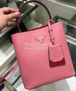 Replica Prada Double Medium Saffiano Leather Bag 1ba212 coral