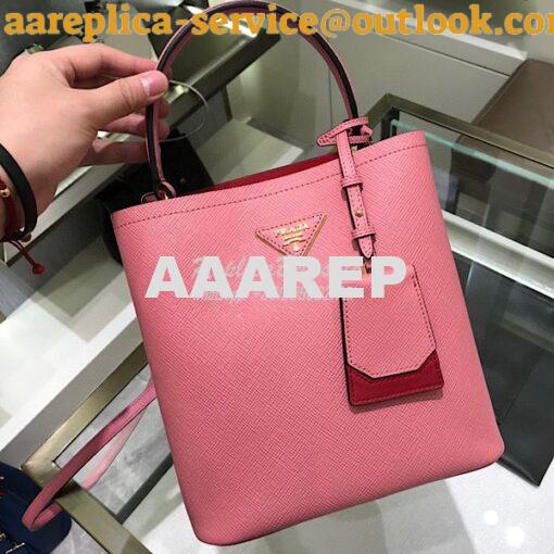 Replica Prada Double Medium Saffiano Leather Bag 1ba212 coral