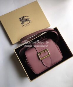 Replica Burberry The Small Buckle Crossbody Bag in Leather Dusty Pink 2