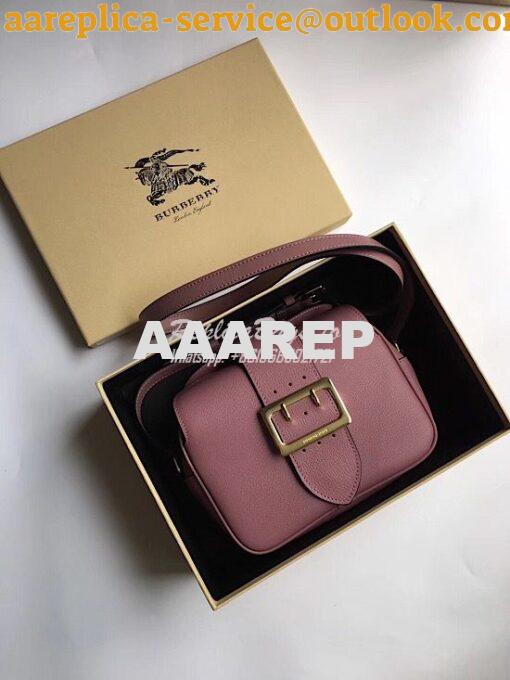 Replica Burberry The Small Buckle Crossbody Bag in Leather Dusty Pink 2