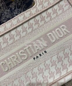 Replica Dior Mini Book Tote S5475 Rose Des Vents Houndstooth Embroider 2