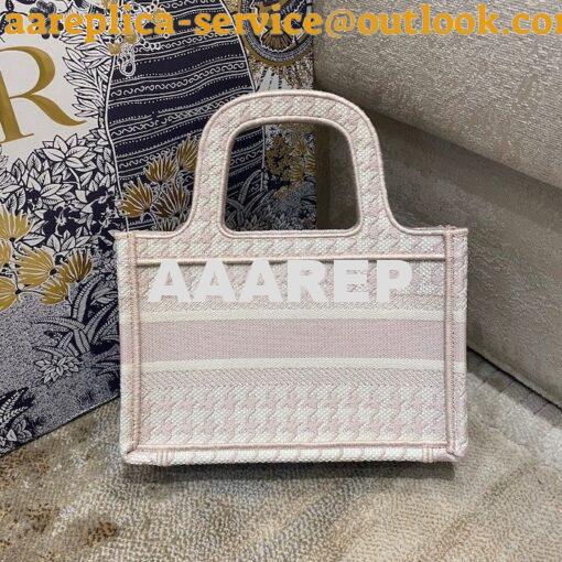 Replica Dior Mini Book Tote S5475 Rose Des Vents Houndstooth Embroider 8