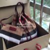 Replica Burberry Canvas Check and Leather Bucket Bag Blue 19