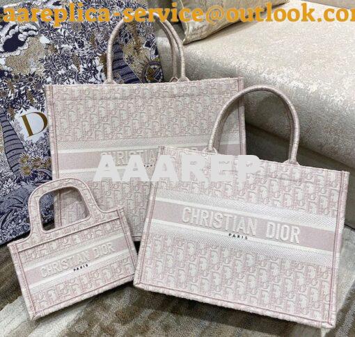 Replica Dior Book Tote bag in Rose Des Vents Oblique Embroidery