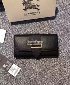 Replica Burberry Textured black Leather Continental Wallet 40259731