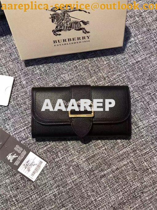 Replica Burberry Textured black Leather Continental Wallet 40259731