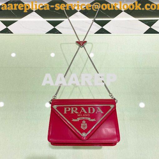 Replica Prada Brushed Leather Shoulder Bag 1BH189 Scarlet 3