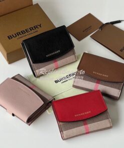 Replica Burberry Luna House Check Canvas and Leather Flap Compact Wall