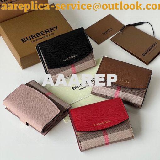 Replica Burberry Luna House Check Canvas and Leather Flap Compact Wall