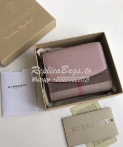 Replica Burberry Luna House Check Canvas and Leather Flap Compact Wall 2