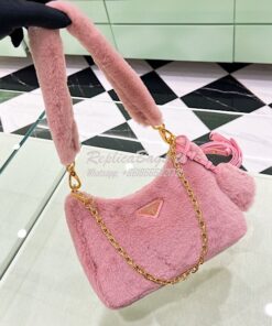 Replica Prada Shearling mini-bag 1BC204 Orchid Pink 2