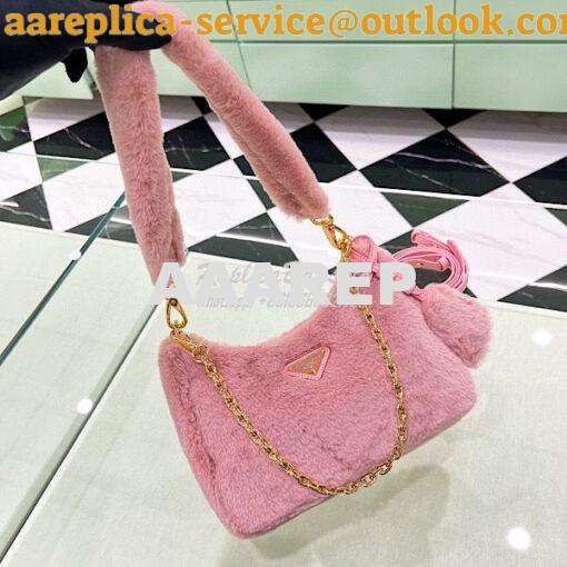 Replica Prada Shearling mini-bag 1BC204 Orchid Pink 2