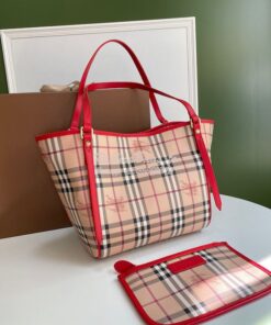 Replica Burberry The Small Canter In Haymarket Check 2 in 1 Red 2