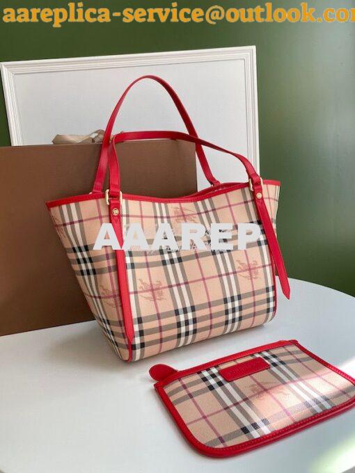 Replica Burberry The Small Canter In Haymarket Check 2 in 1 Red 2