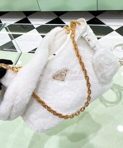 Replica Prada Shearling mini-bag 1BC204 White 2