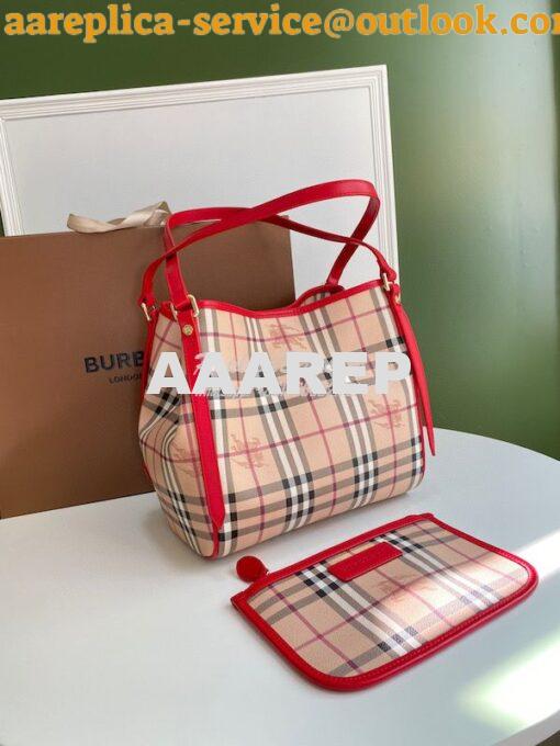 Replica Burberry The Small Canter In Haymarket Check 2 in 1 Red 4