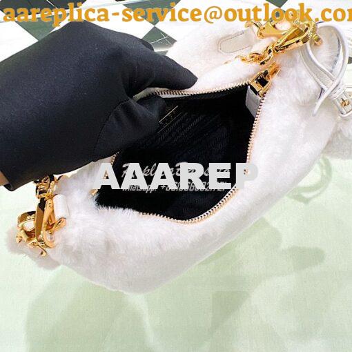 Replica Prada Shearling mini-bag 1BC204 White 5