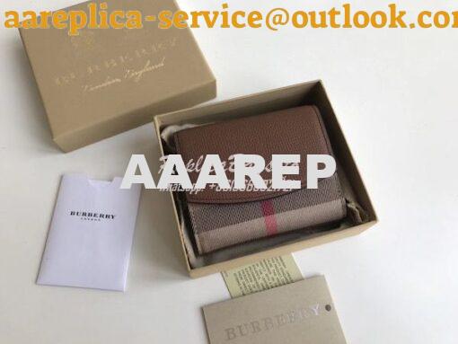 Replica Burberry Luna House Check Canvas and Leather Flap Compact Wall 16