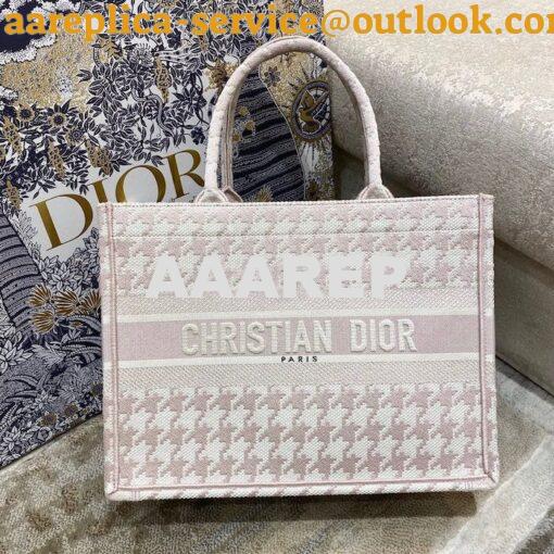 Replica Dior Book Tote bag in Rose Des Vents Houndstooth Embroidery 11