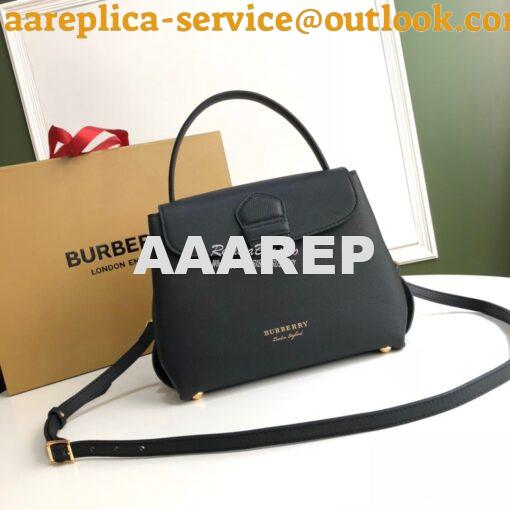 Replica Burberry Grainy Leather and House Check Tote Bag Black