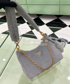 Replica Prada Shearling mini-bag 1BC204 Cornflower