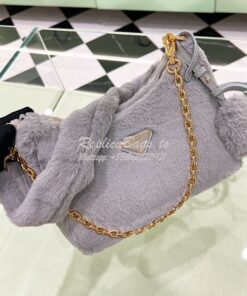 Replica Prada Shearling mini-bag 1BC204 Cornflower 2