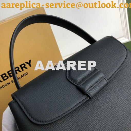 Replica Burberry Grainy Leather and House Check Tote Bag Black 3