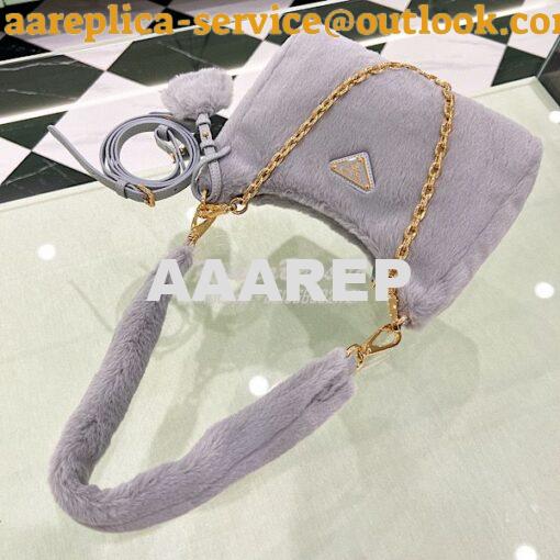 Replica Prada Shearling mini-bag 1BC204 Cornflower 9