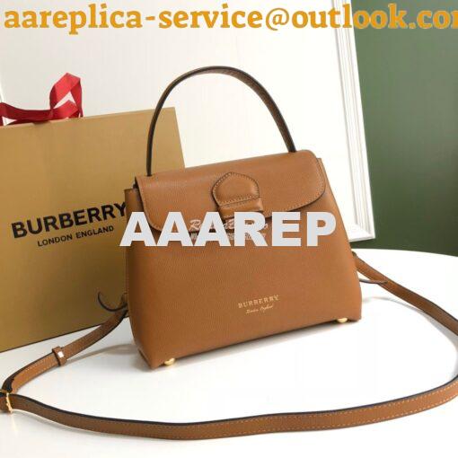 Replica Burberry Grainy Leather and House Check Tote Bag Caramel 2