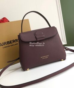 Replica Burberry Grainy Leather and House Check Tote Bag Mahogany Red