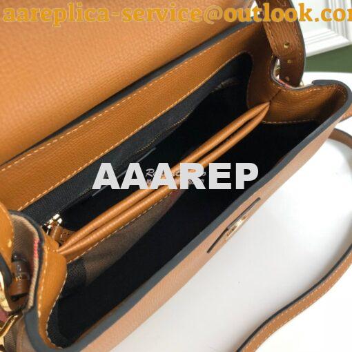 Replica Burberry Grainy Leather and House Check Tote Bag Caramel 5