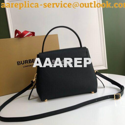 Replica Burberry Grainy Leather and House Check Tote Bag Black 9