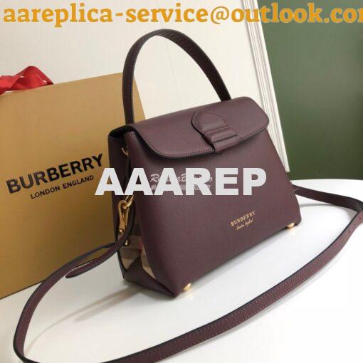 Replica Burberry Grainy Leather and House Check Tote Bag Mahogany Red 2