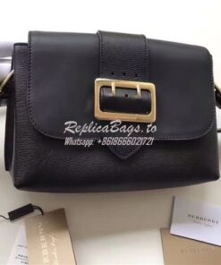 Replica Burberry The Buckle Crossbody Bag in Black Leather 40494431